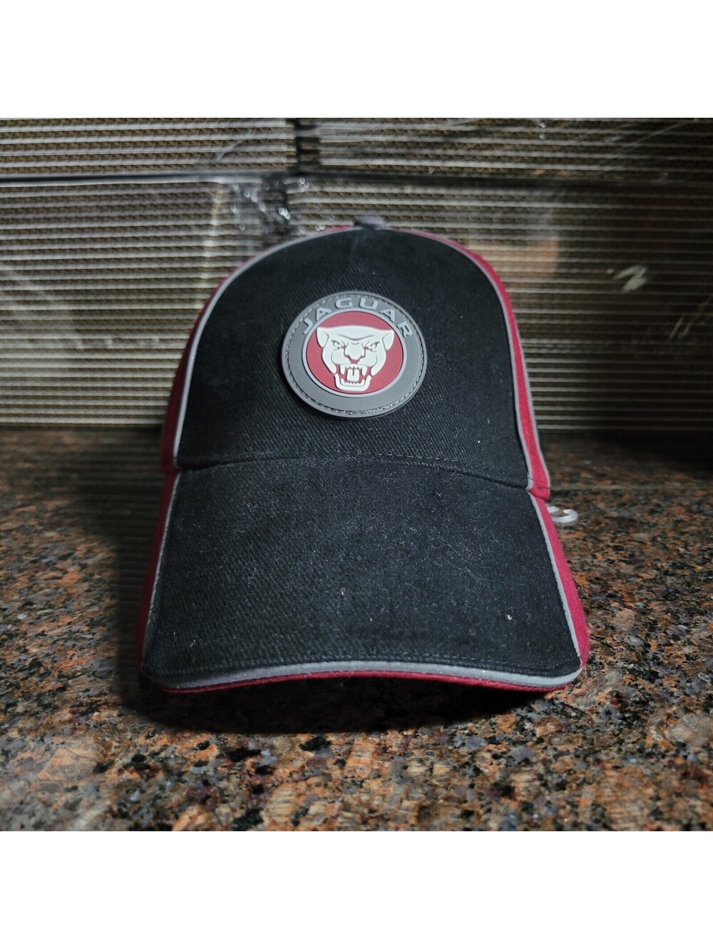 Jaguar Motors Adjustable Hat Cap Black/Maroon Car Auto